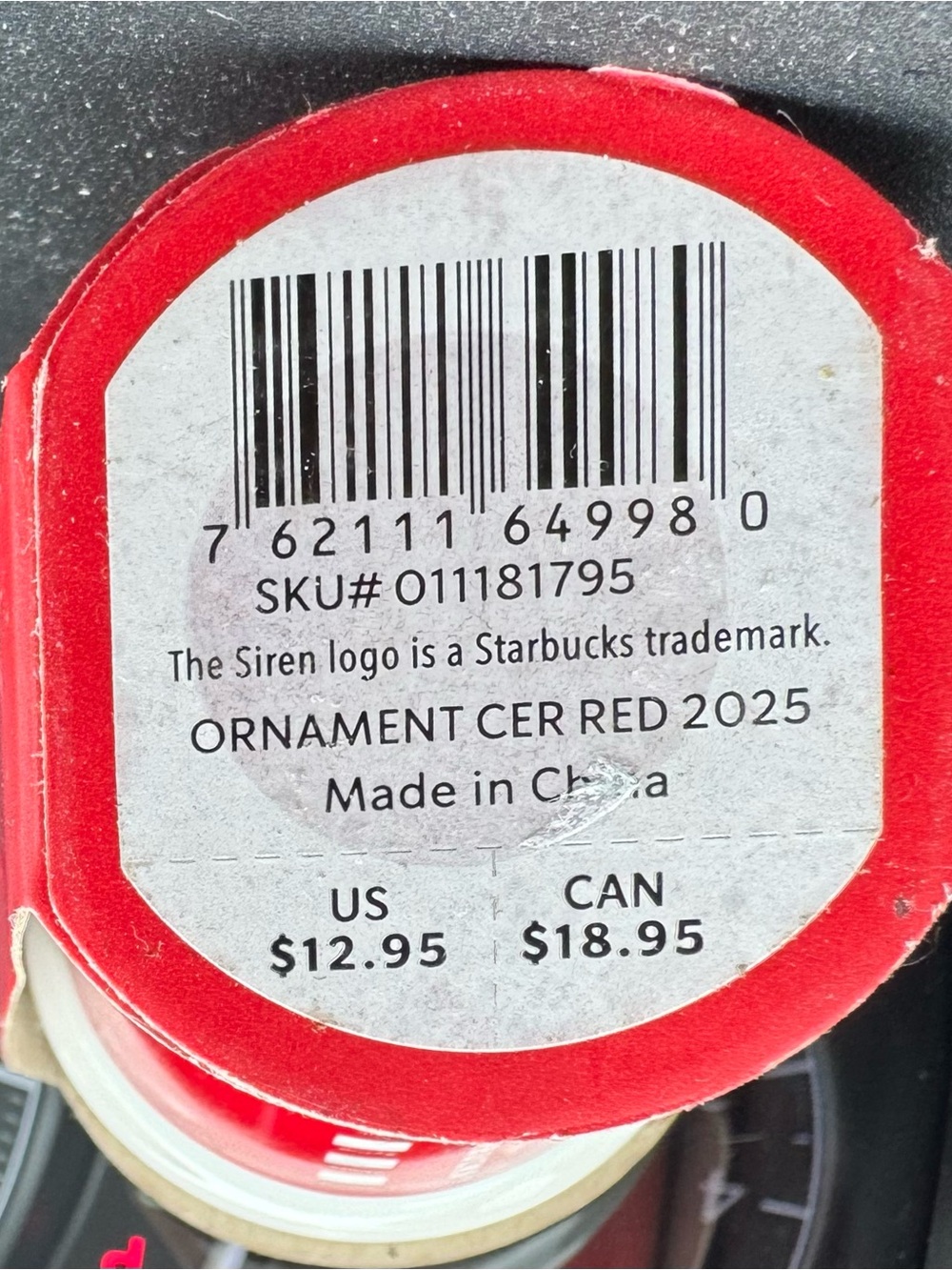 Starbucks Red and Green Holiday Ceramic Cup Ornament - Picture 3 of 3